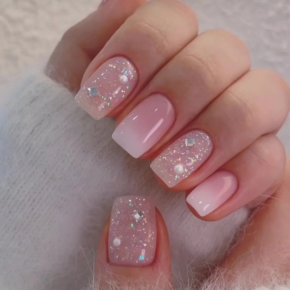 24Pc Short Square Coffin Acrylic Nails Set