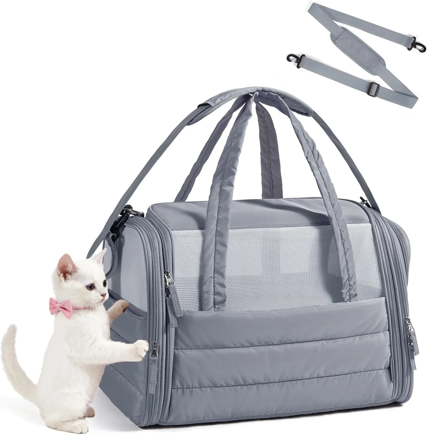 Soft Sided Pet Carrier Bag Foldable Breathable Cat Dog Travel Bag