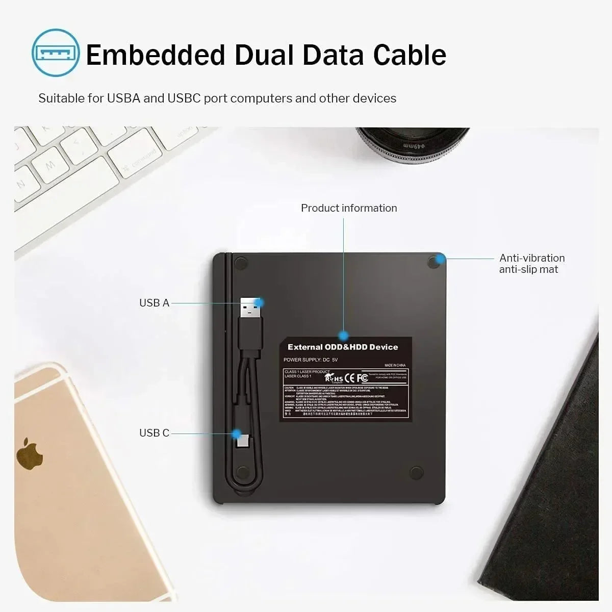7 in 1 CD DVD Recorder Player USB3.0 & Type C Writer