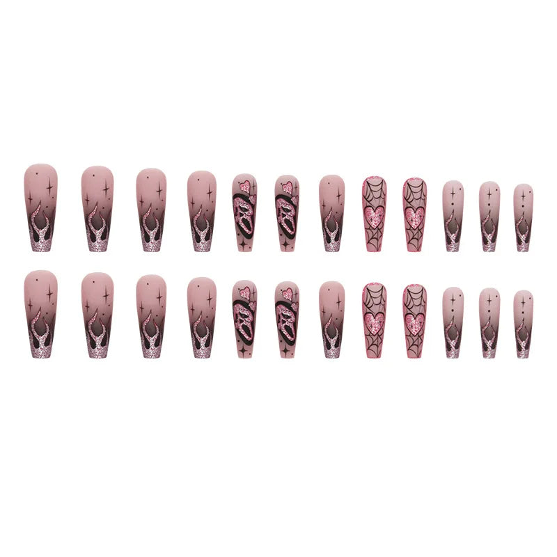 24pcs Glitter Pink Sequins Press on Nails