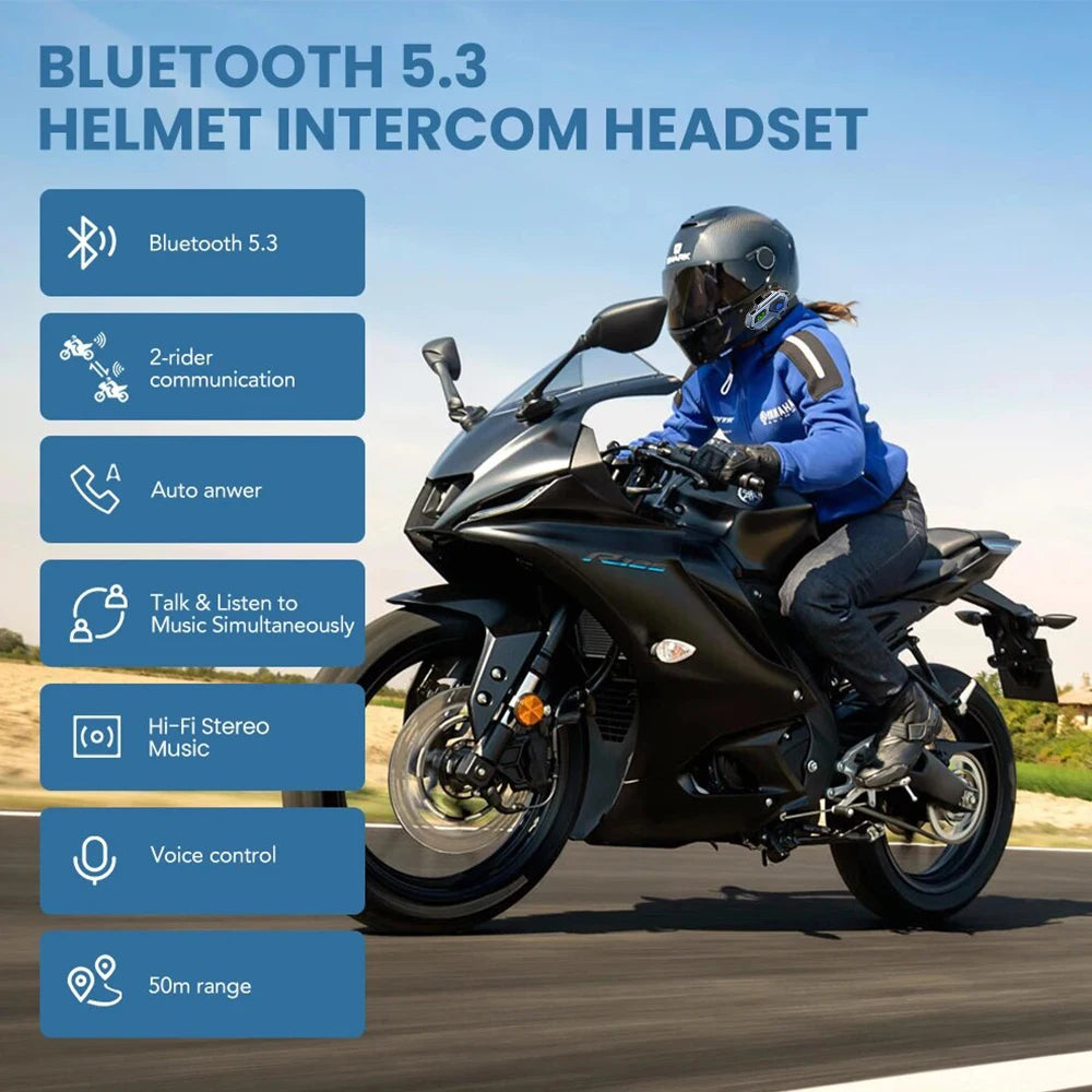 1/2x C10Pro Motorcycle Helmet Intercom Headset Bluetooth