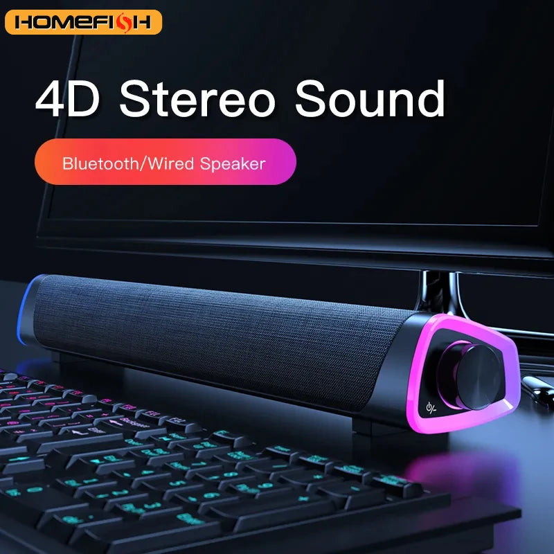 4D Computer Speaker Bar Stereo Sound Subwoofer Bluetooth Speaker