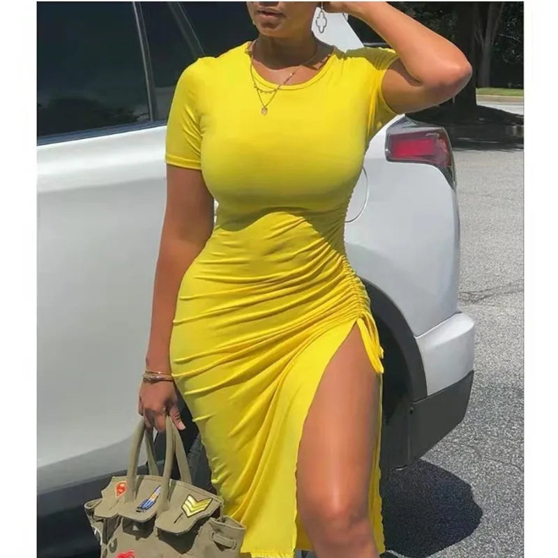 Trendy Printed Slim Midi Dress