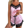 2 Piece Women's V-Neck Lace Pajama Shorts Set