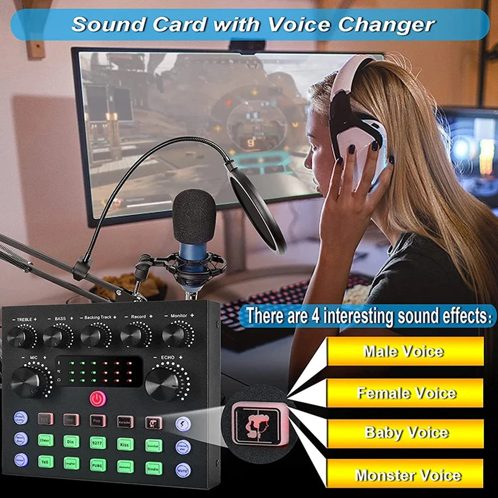 V8S Live Sound Card Podcast Equipment Bundle
