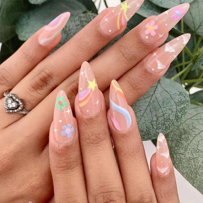 24Pcs Almond Press on Nails