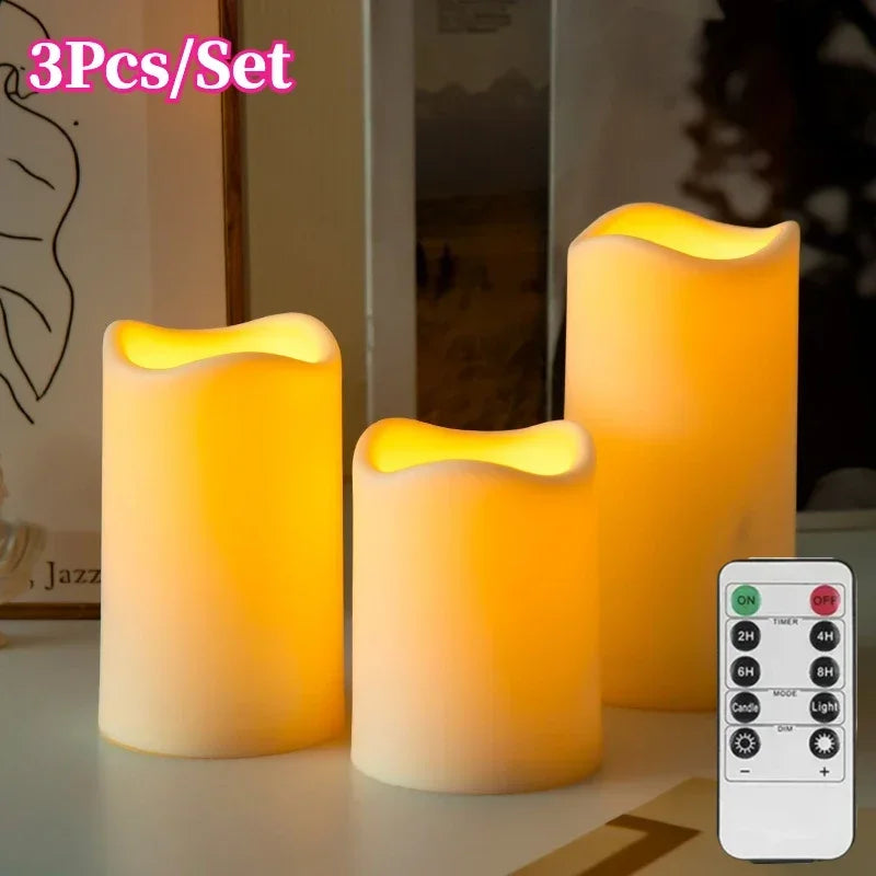 3Pcs/set Remote Control Moving Wick LED Candles Light