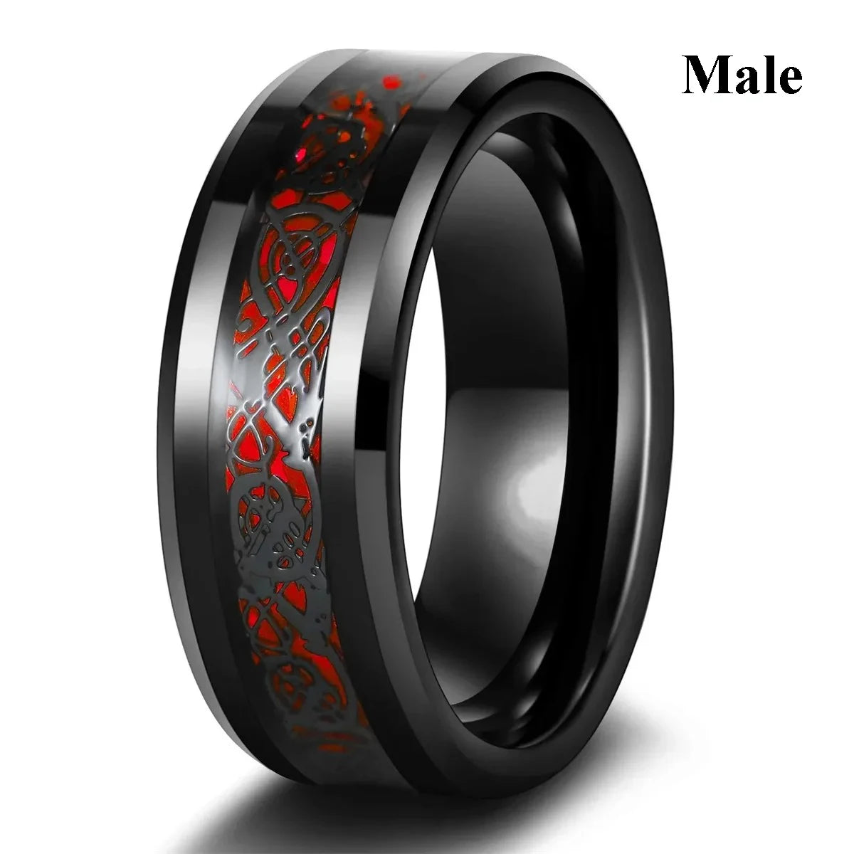 Red Rhinestones Couple Ring Set