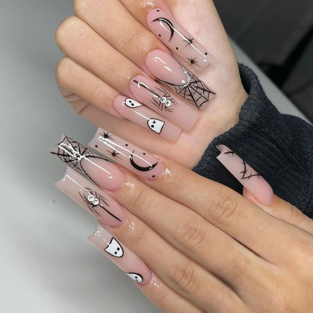 24pcs Glitter Pink Sequins Press on Nails
