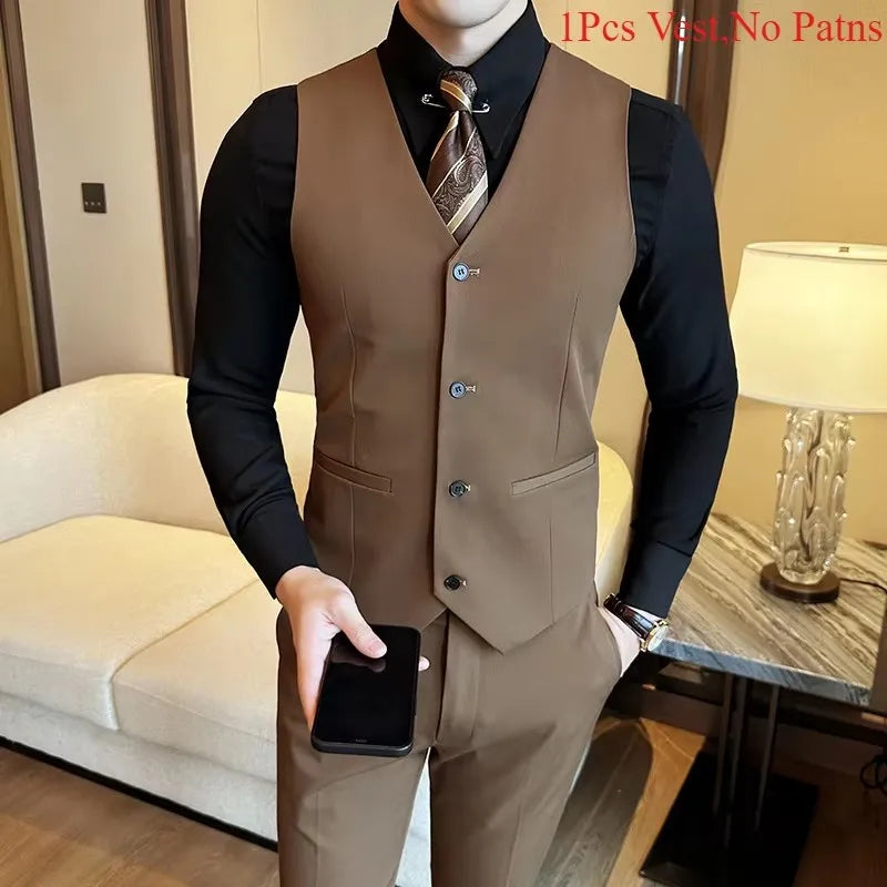 Solid Color Elastic Men's Casual Business Vest