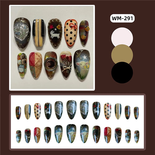 24pcs Vintage Country Style Press On Nails