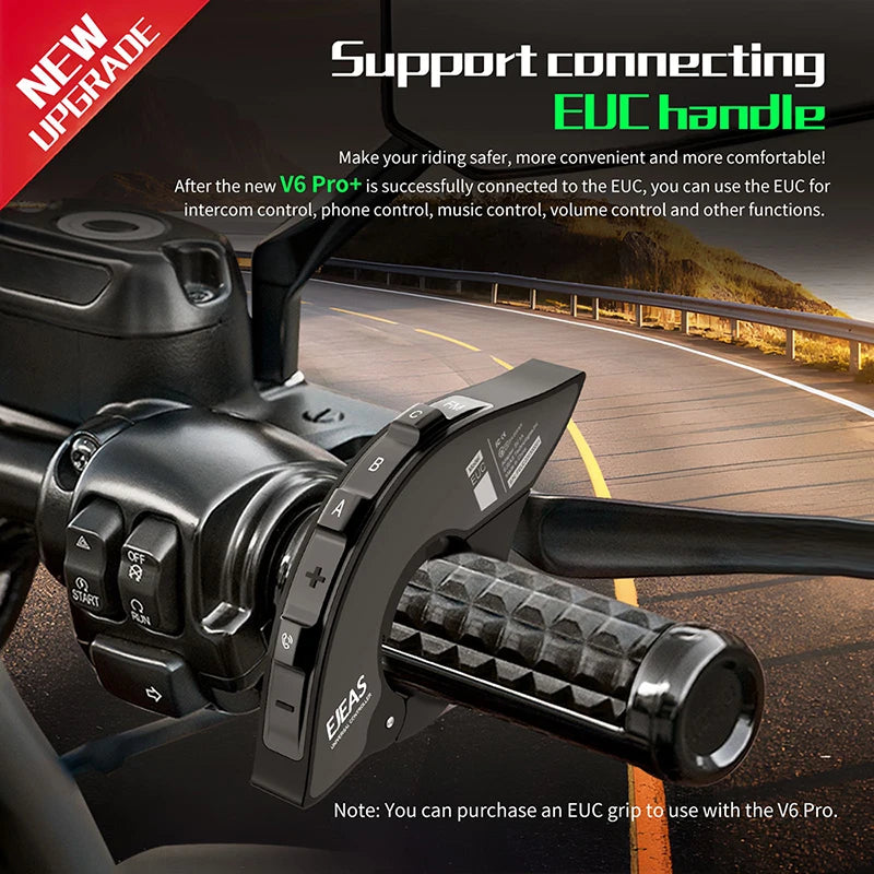 V6PRO+ Motorcycle Intercom Helmet Bluetooth5.1  Headset