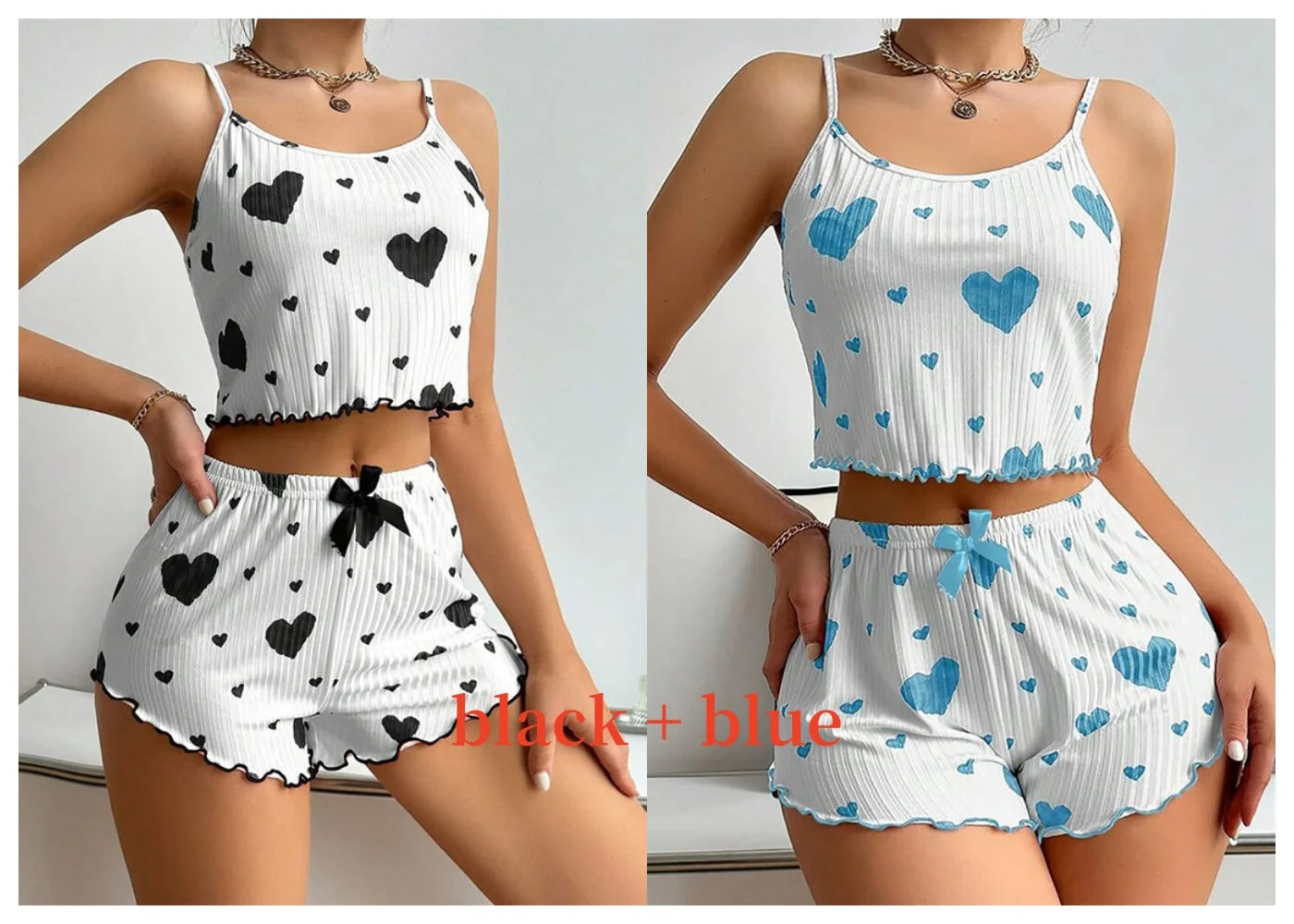 2 PCS Short Tank Tops And Shorts Pajamas Set