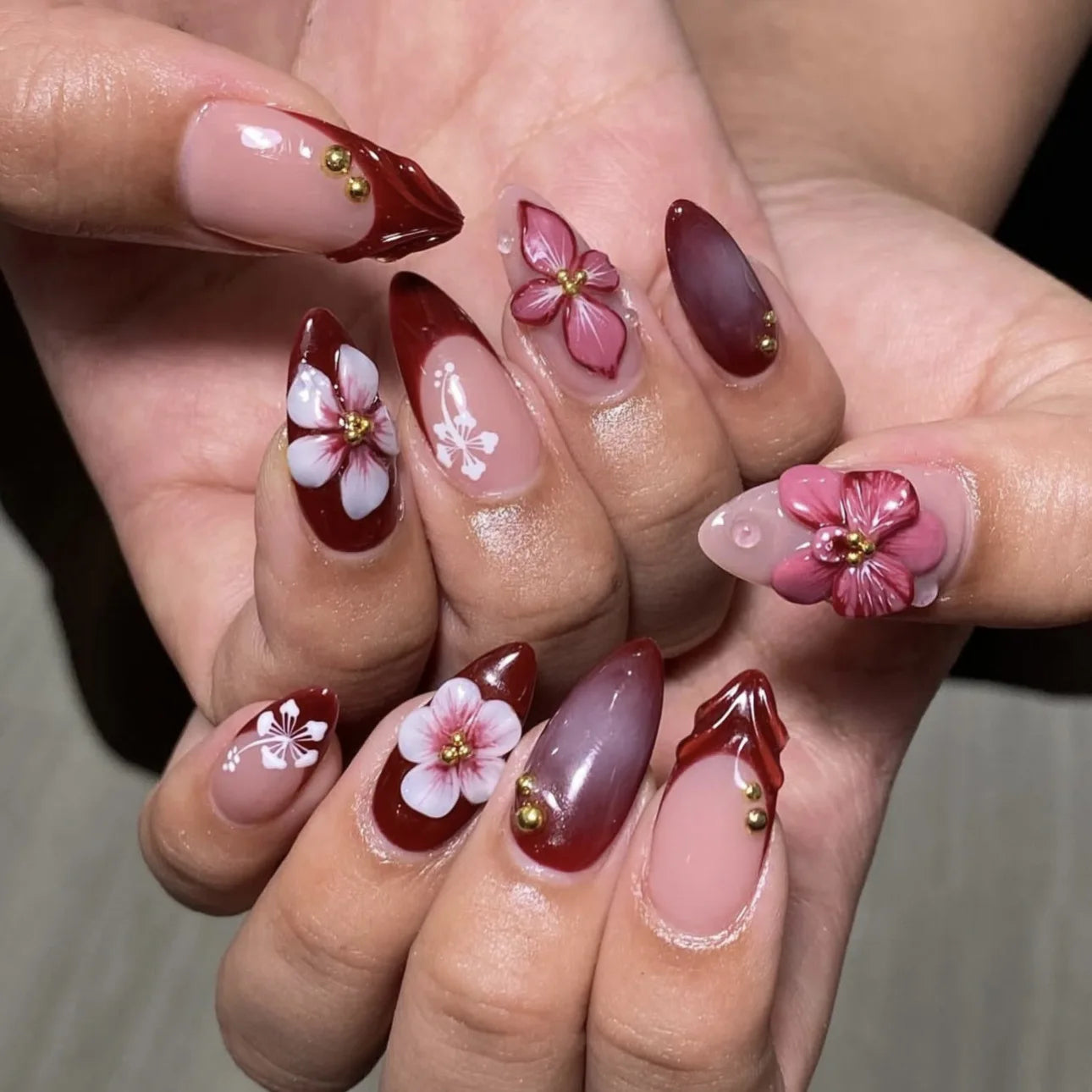 24pcs French Almond Press on Nails