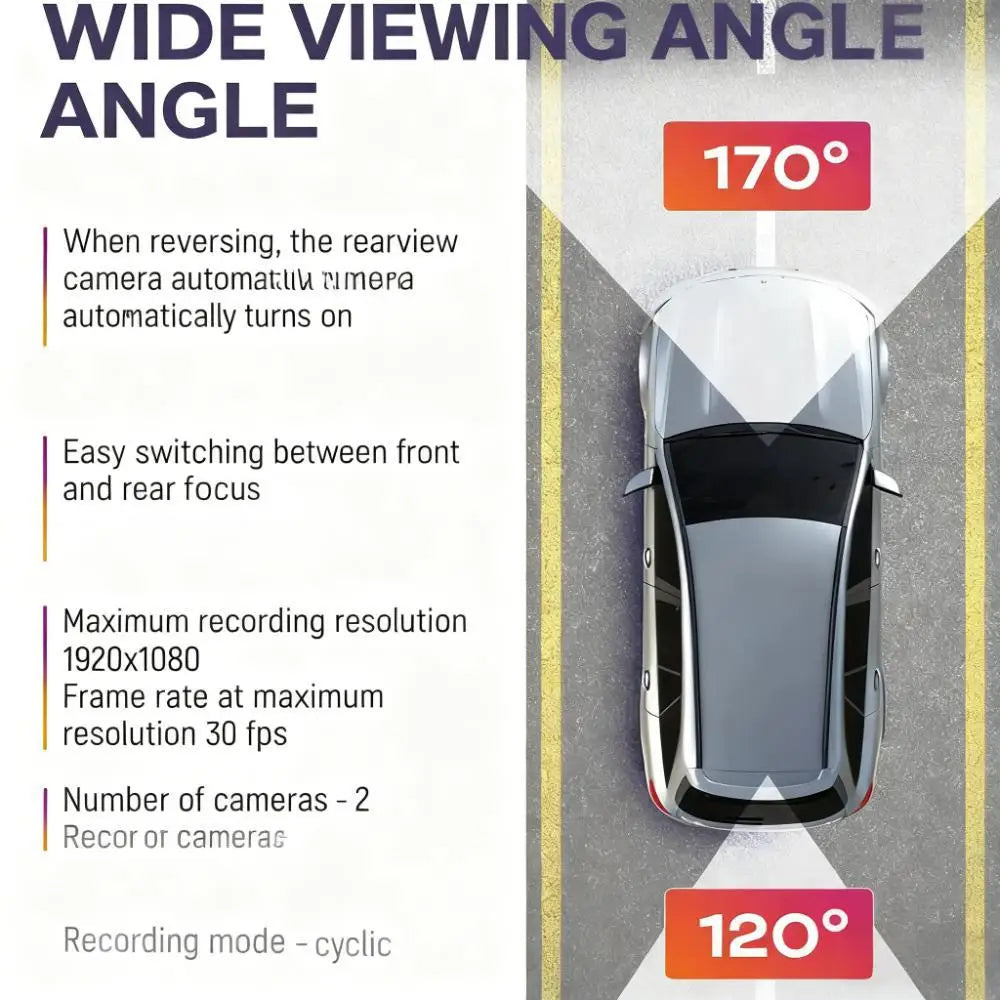 5MP Dash Cam Dual Lens Night Vision 12In DVR Rearview Mirror