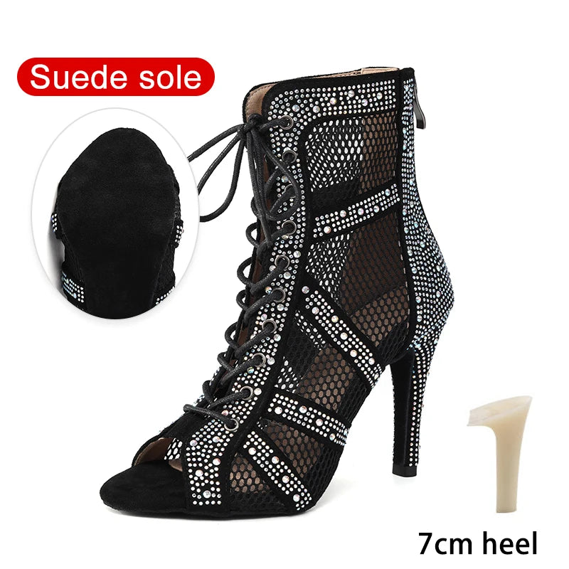 SWDZM Women Shiny Latin Jazz Dance Shoes