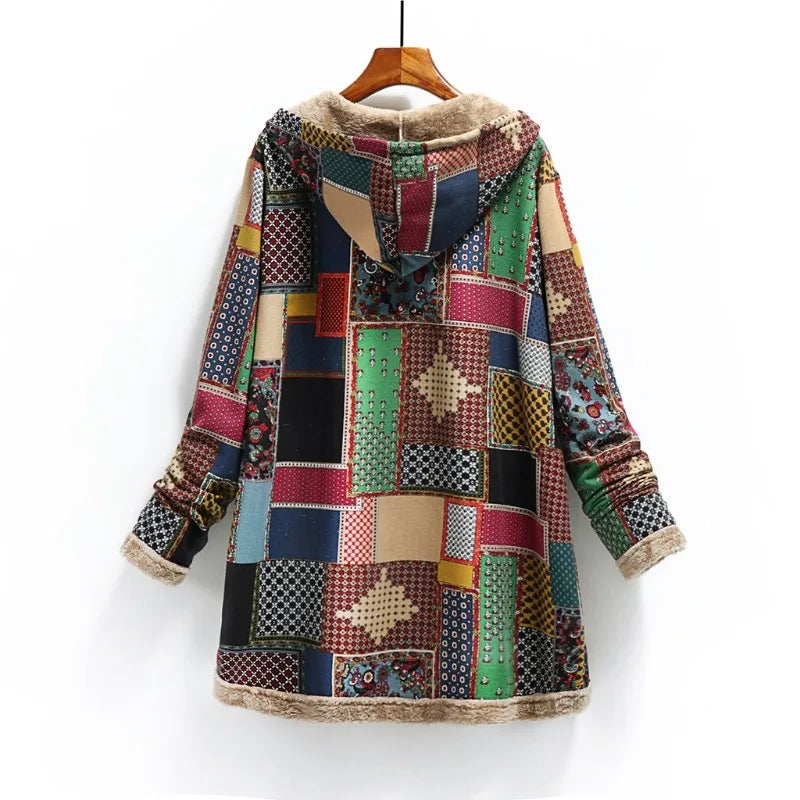 Vintage Fleece Hooded Long Jacket