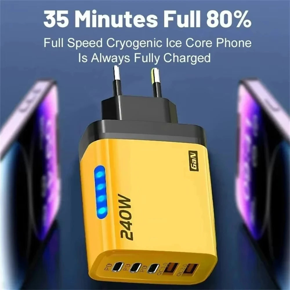 5 in 1 240W GaN Fast Charger With LED Light