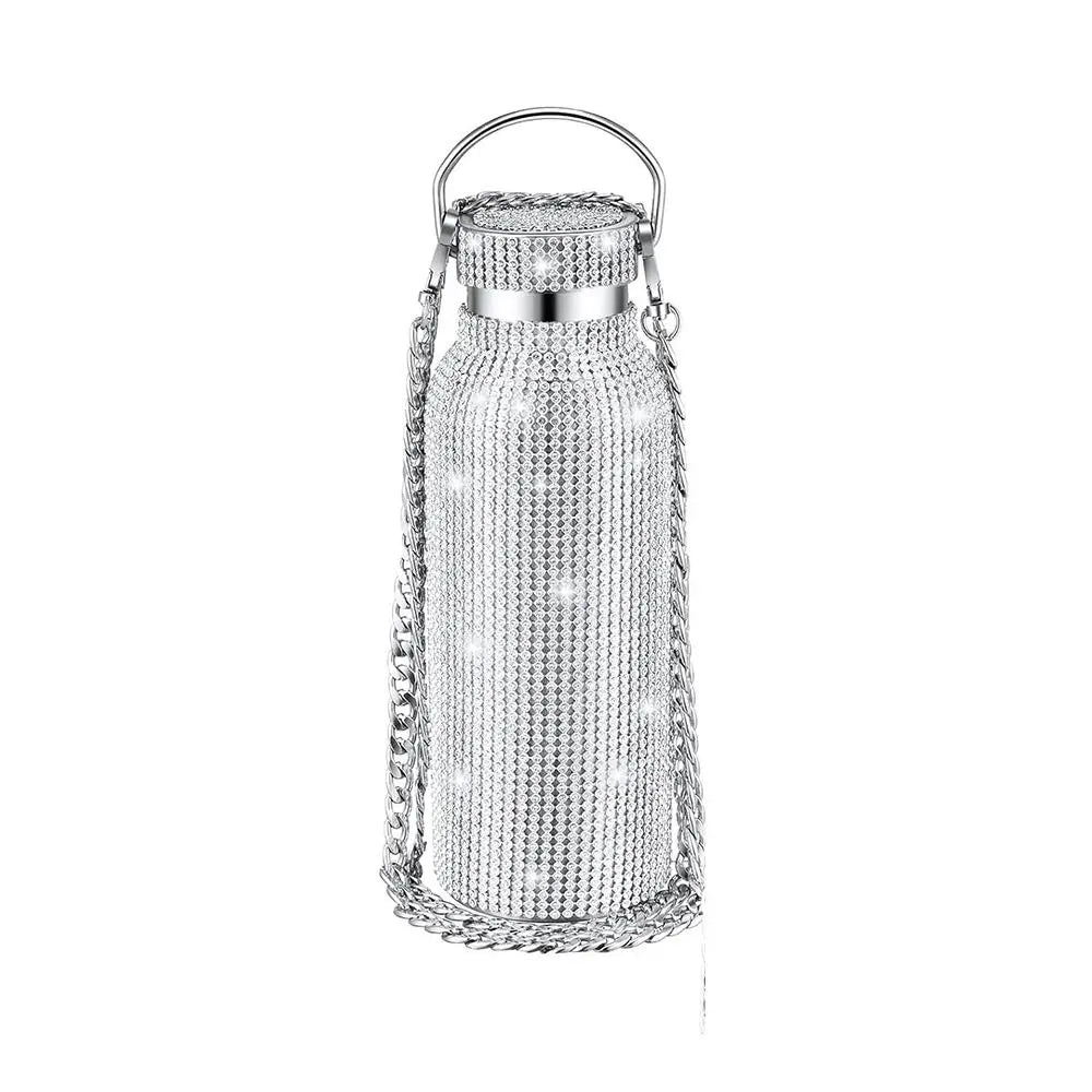 Thermal Rhinestone Water Bottle Stainless Steel Refillable Glitter Tumbler