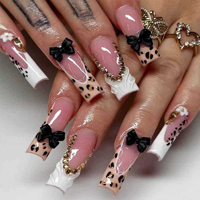 24Pcs Long Square Press on Nails