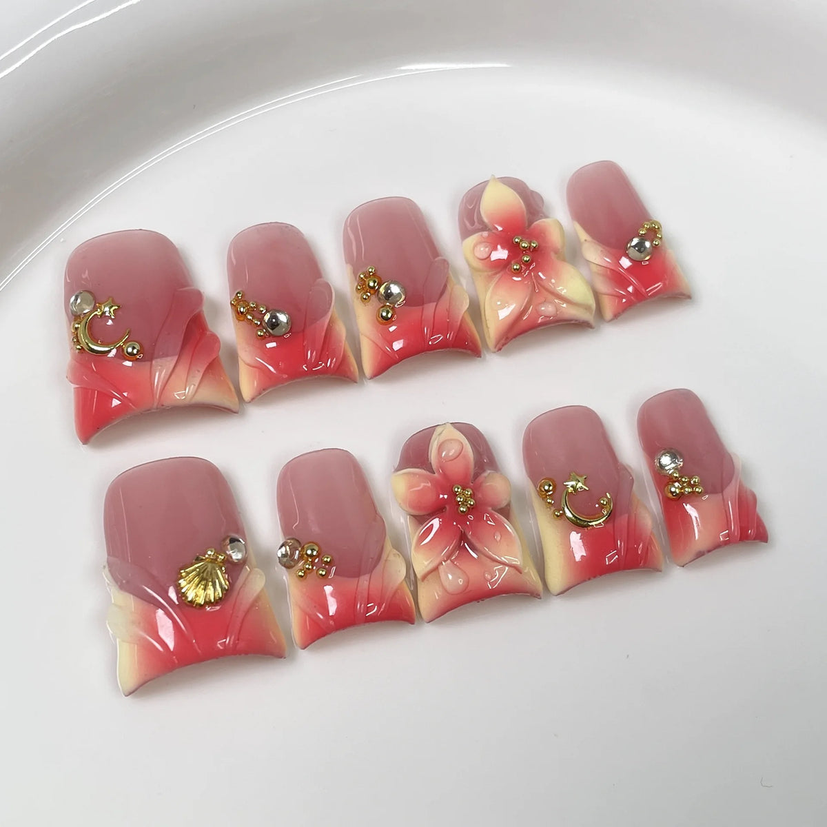 10pcs Ocean Style Duck Bill Press on Nails