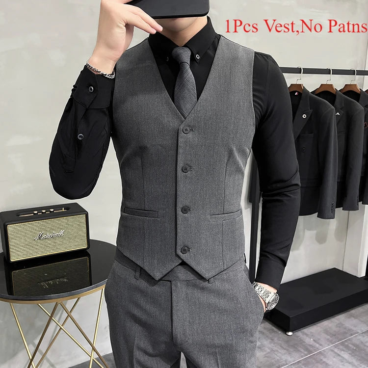 Solid Color Elastic Men's Casual Business Vest