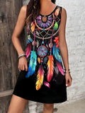 Sleeveless Dream Catcher Print Dress