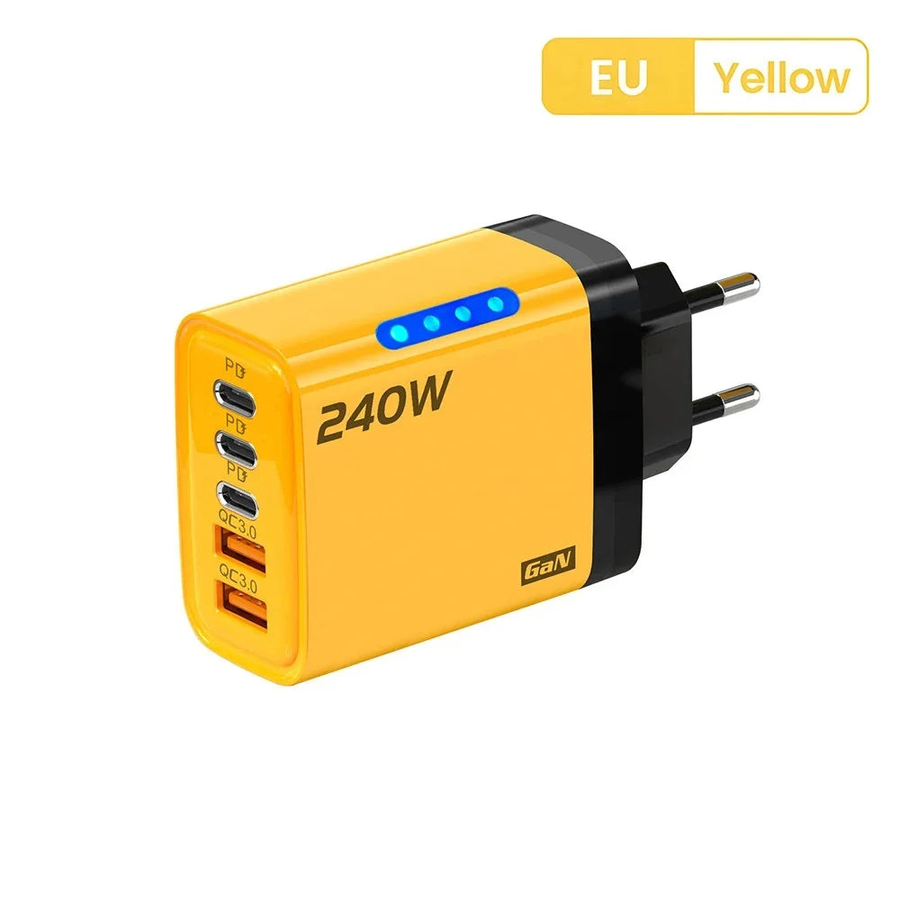 5 in 1 240W GaN Fast Charger With LED Light