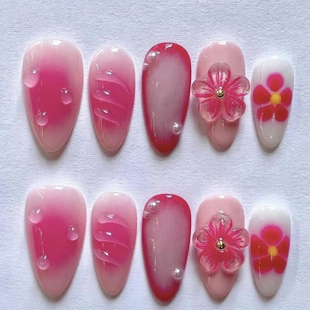 24Pcs Mid-length Gilded Almond Nails Set Press on Nails