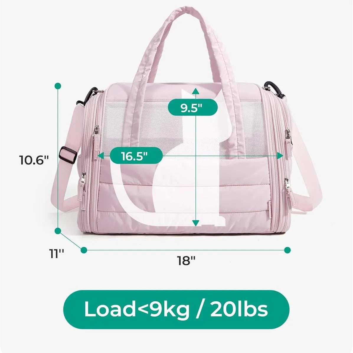 Soft Sided Pet Carrier Bag Foldable Breathable Cat Dog Travel Bag