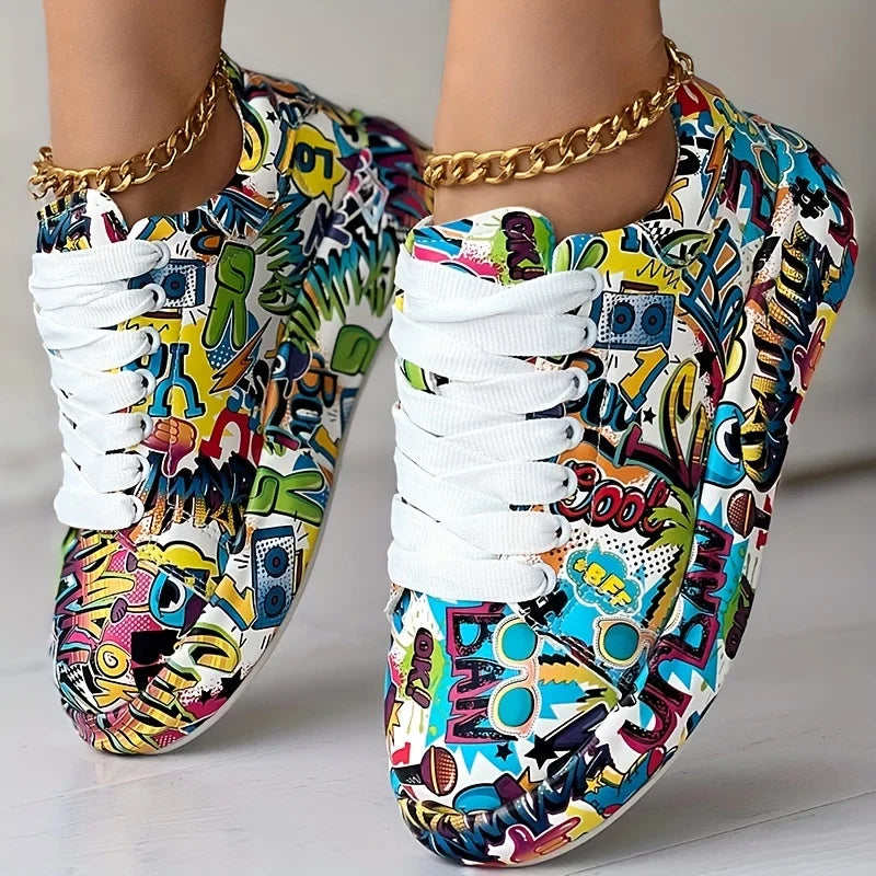 Women's Graffiti Print Sneakers