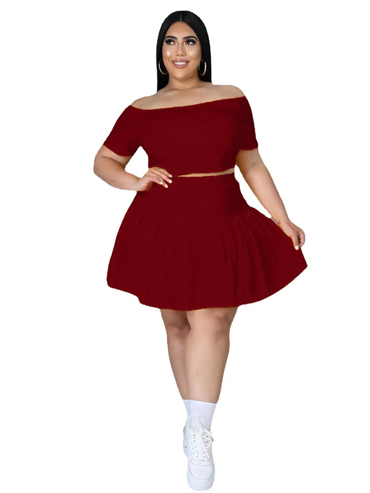 Crop Top and Pleated Skirt Set