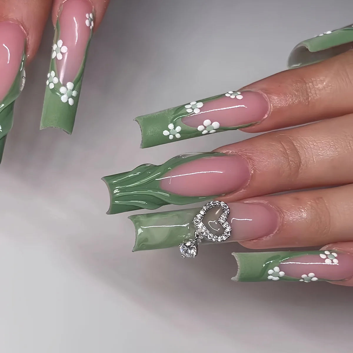 24Pcs Long Square Head Press on Nails