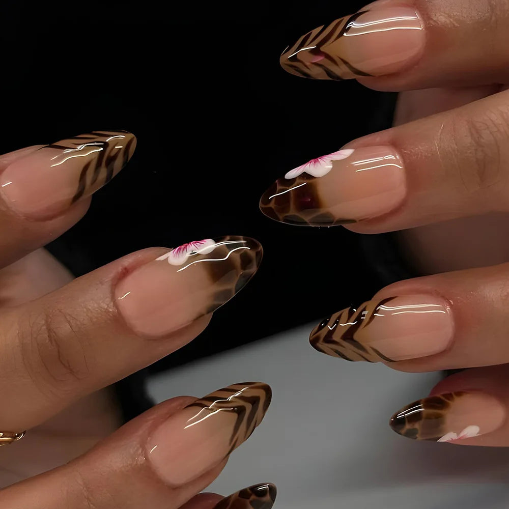 24pcs French Almond Press on Nails