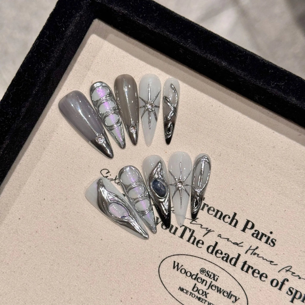 Long Stiletto Press on Fake Nails