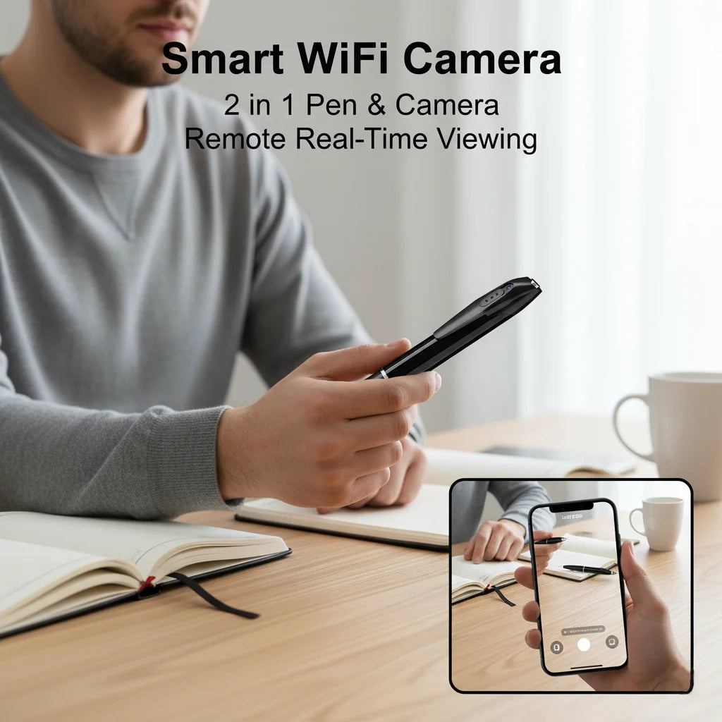 1080P HD Mini Pen Camera 300mAh Rechargeable Portable Video Recorder Wireless WiFi Connection Smart Motion Detection Real Time Remote View Multifunctional Recorder