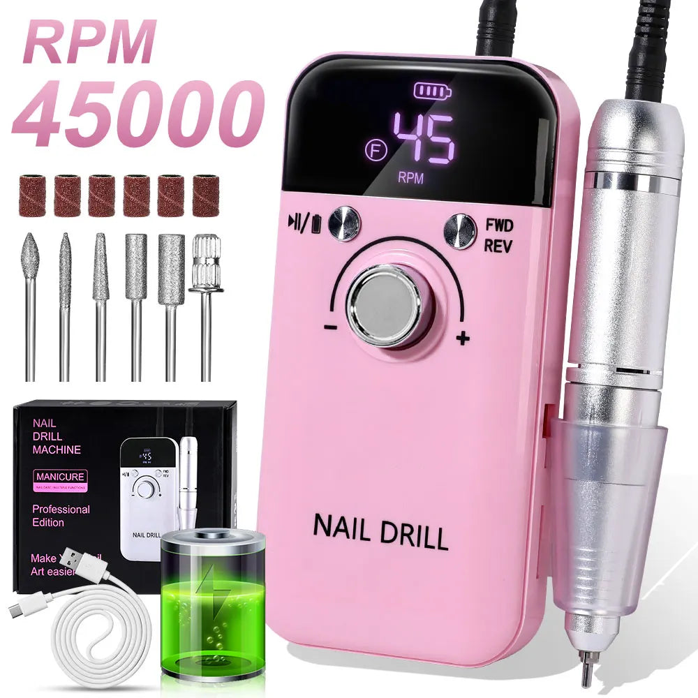 45000RPM Rechargeable Electric Nail Drill Machine