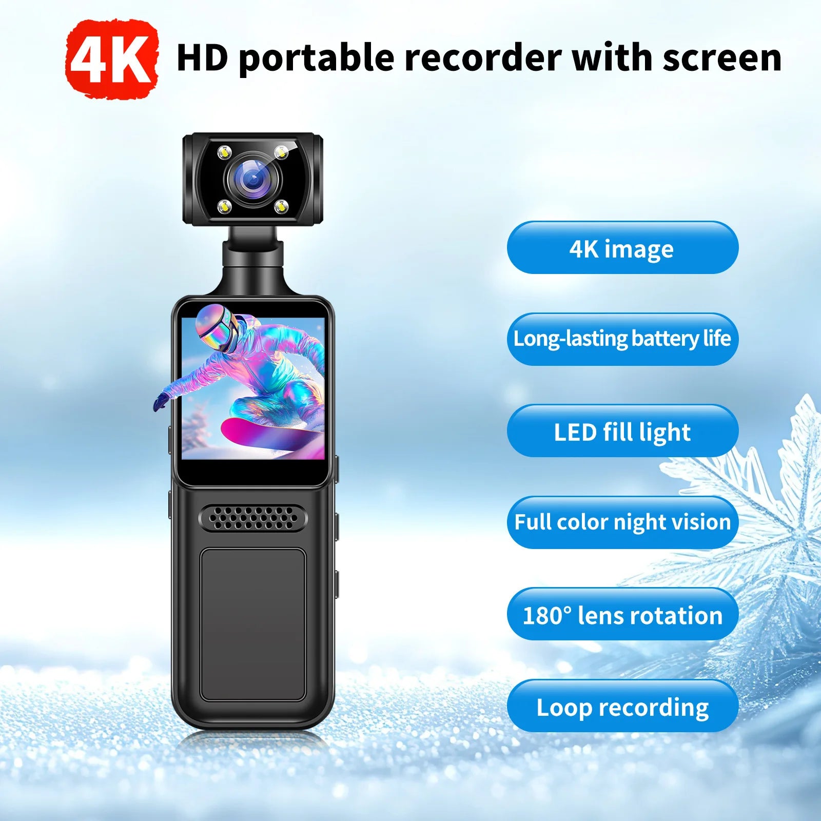 Handheld Pocket Camera 180 ° Rotating Mini Portable Camera