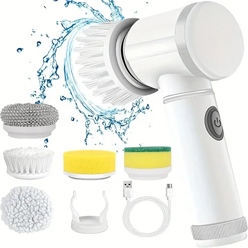 Cordless Electric Spin Scrubber with 5 Brushes