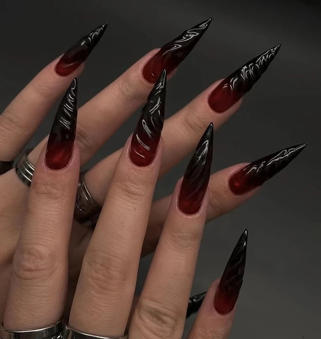 24PCS/Set Almond Pointed Kawakami Tomie Press on Nails