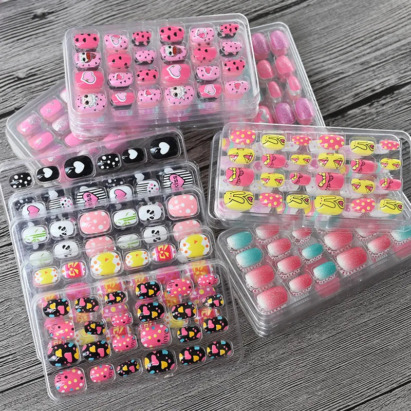 24pcs/box Kids False Press On Nails