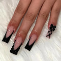24Pcs Long Coffin French Press on Acrylic Nails