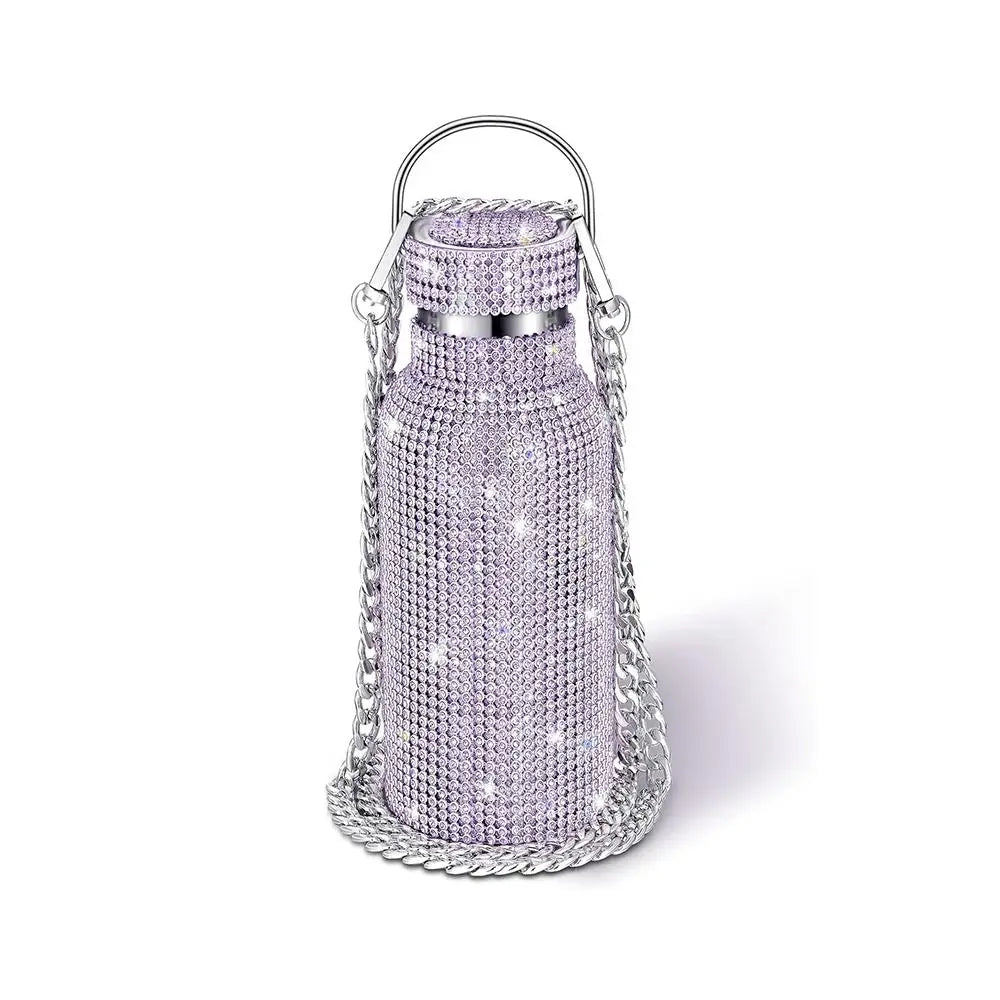 Thermal Rhinestone Water Bottle Stainless Steel Refillable Glitter Tumbler