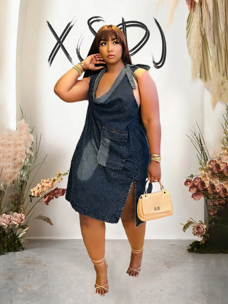 Summer One-piece Dress Jeans Streetwear Women Strapless Denim Dress Elegant Loose Sexy Short Dress Wholesale Dropshipping