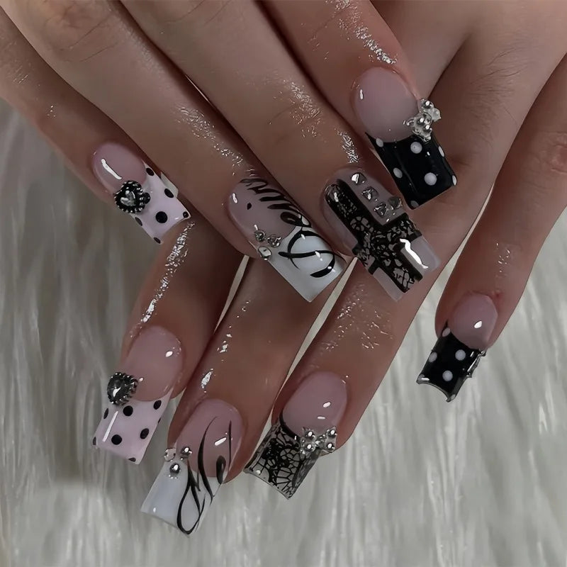 24PCS Medium Square Press on Nails