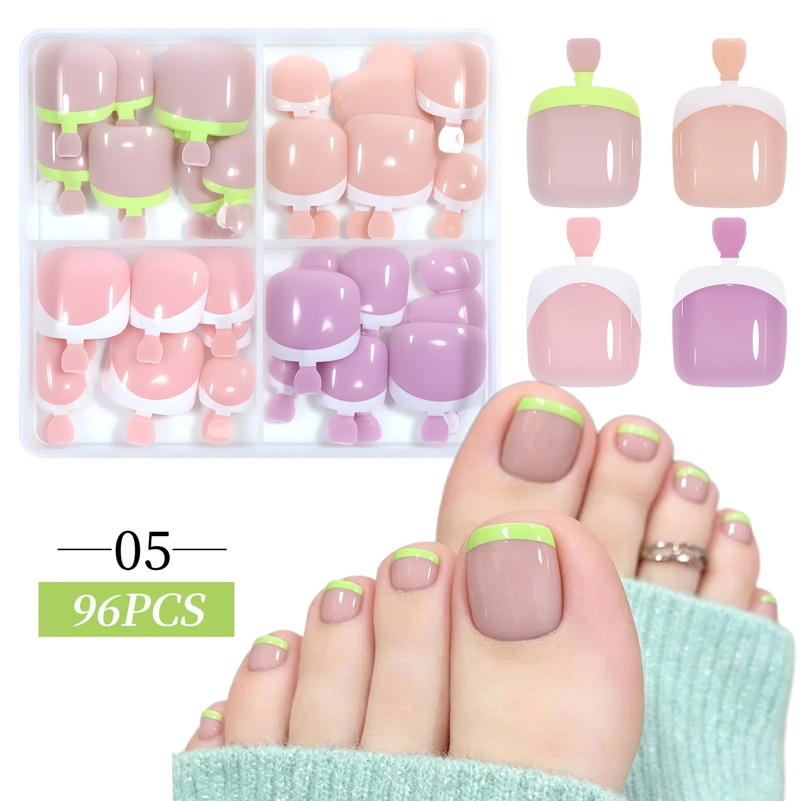 96pcs/Box French/Cat Eye Press On Nails