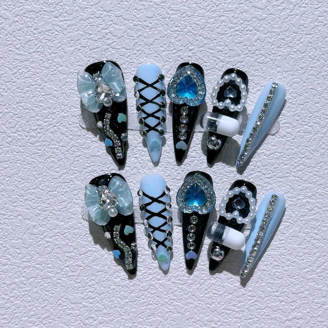 Long Stiletto Press on Fake Nails