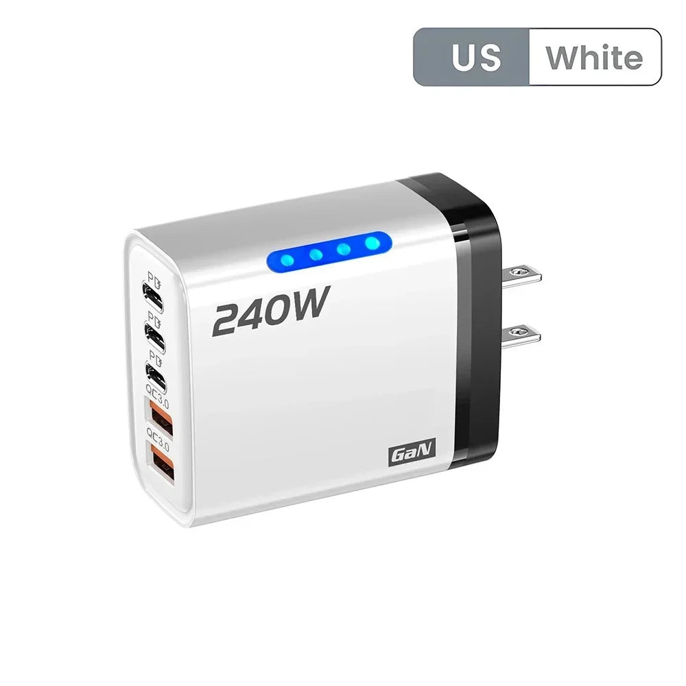 5 in 1 240W GaN Fast Charger With LED Light