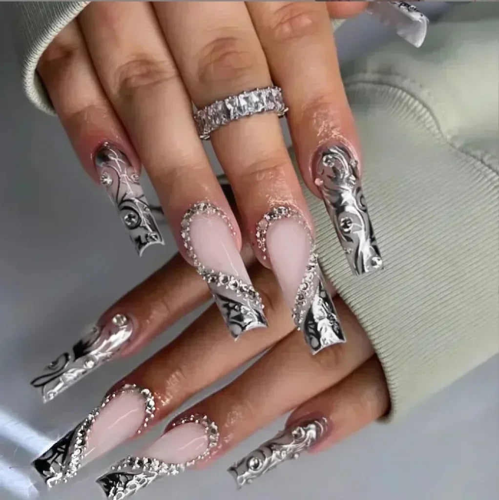 24Pc Long Coffin Press on Nails