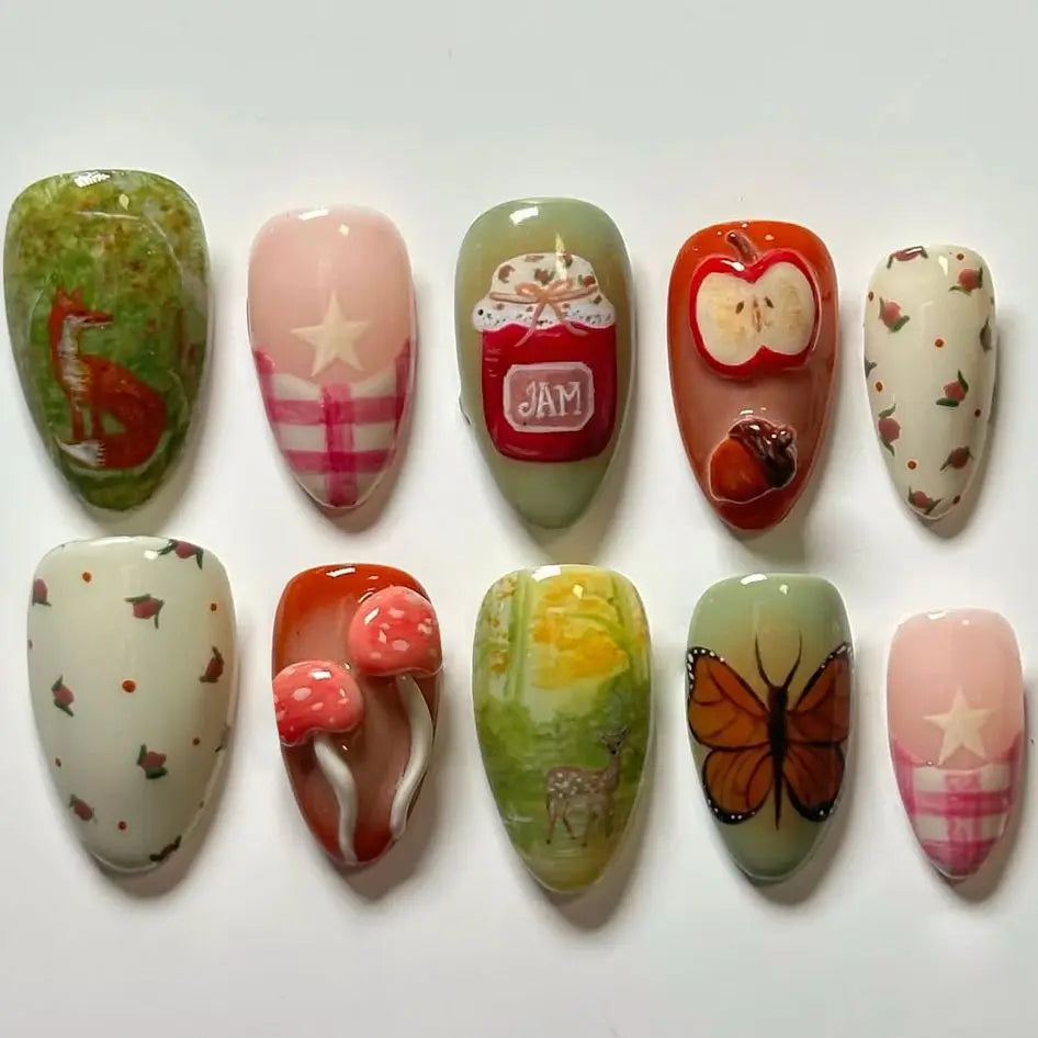 24pcs Vintage Country Style Press On Nails